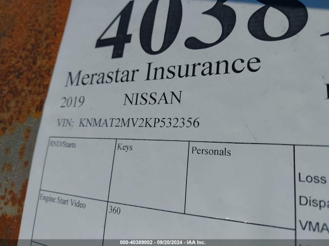 Nissan ROGUE SV 2019 KNMAT2MV2KP532356 Image 9