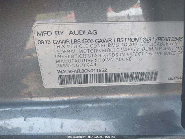 WAUBFAFL8GN011952 Audi A4 2.0t Premium