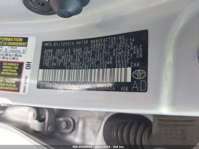Toyota Corolla S Plus 2014 2T1BURHE8EC115038 Image 9