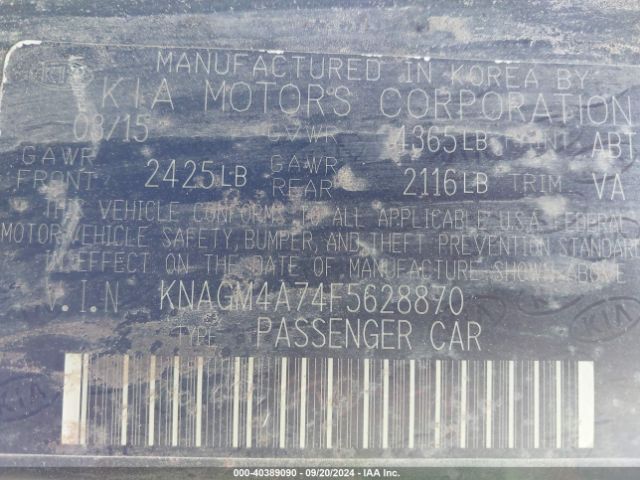 KNAGM4A74F5628870 KIA Optima Lx
