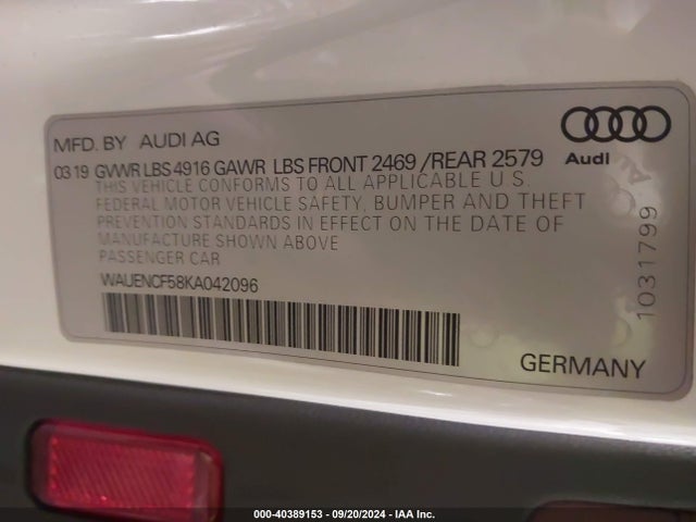 Audi A5 45 Premium 2019 WAUENCF58KA042096 Image 9