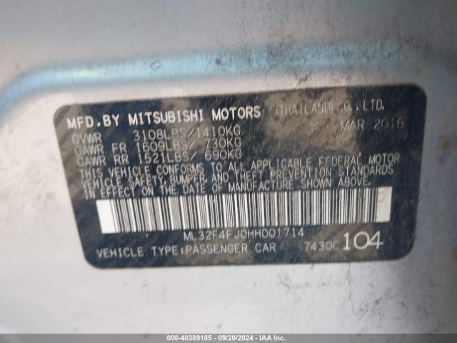 ML32F4FJ0HH001714 Mitsubishi Mirage G4 Se