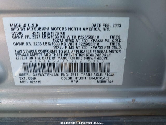 2013 MITSUBISHI OUTLANDER SPORT 4A4AP3AU7DE015308 Photo 8