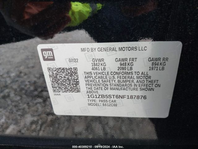 1G1ZB5ST6NF187876 Chevrolet Malibu Fwd Ls