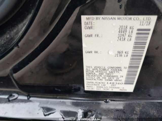 1N4BL4CW2KC148360 Nissan Altima 2.5 Sr