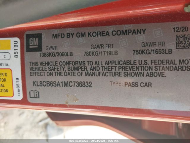 KL8CB6SA1MC736832 Chevrolet Spark Fwd Ls Automatic