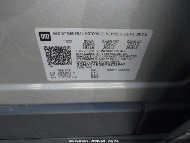 3GNAXKEG5PS201940 Chevrolet Equinox Fwd Lt