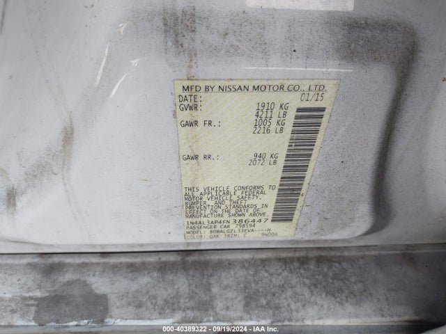 Nissan Altima 2.5 S 2015 1N4AL3AP4FN386447 Image 9