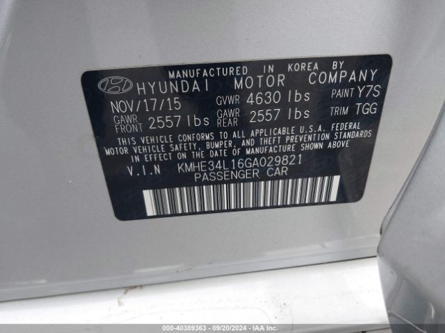KMHE34L16GA029821 Hyundai Sonata Hybrid Limited