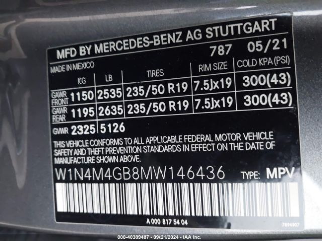 W1N4M4GB8MW146436 Mercedes-Benz GLB 250