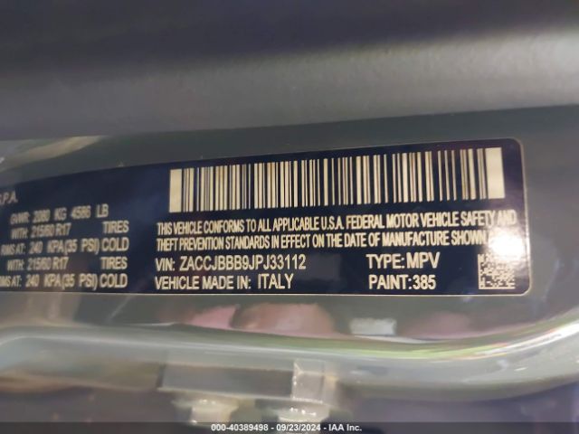 ZACCJBBB9JPJ33112 Jeep Renegade Latitude 4x4