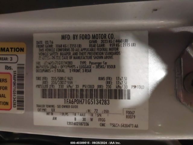 1FA6P0H71G5134283 Ford FUSION SE