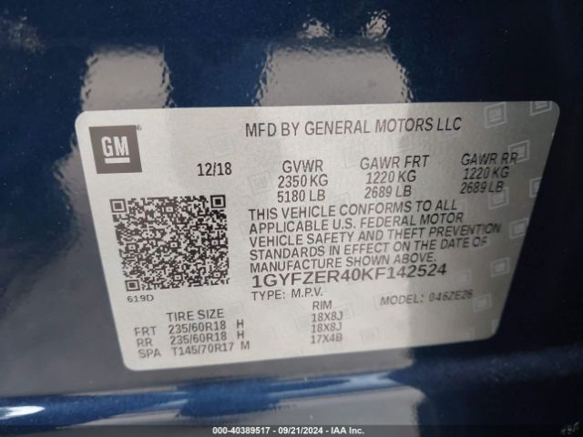 1GYFZER40KF142524 Cadillac XT4 SPORT