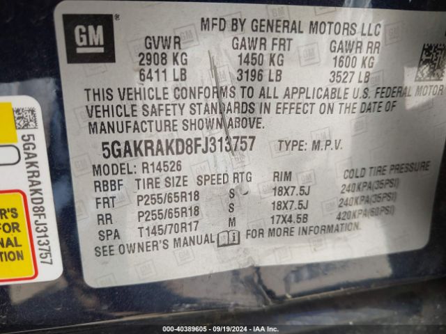 5GAKRAKD8FJ313757 Buick Enclave Convenience