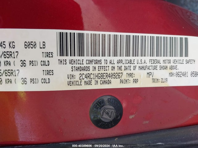 2C4RC1HG8ER409267 Chrysler Town & Country S