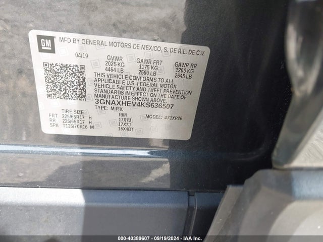 Chevrolet EQUINOX LS 2019 3GNAXHEV4KS636507 Image 9