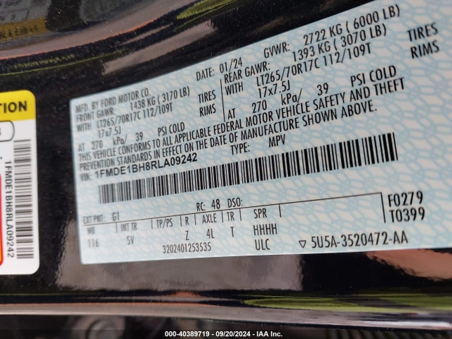 Ford Bronco Black Diamond 2024 1FMDE1BH8RLA09242 Image 9