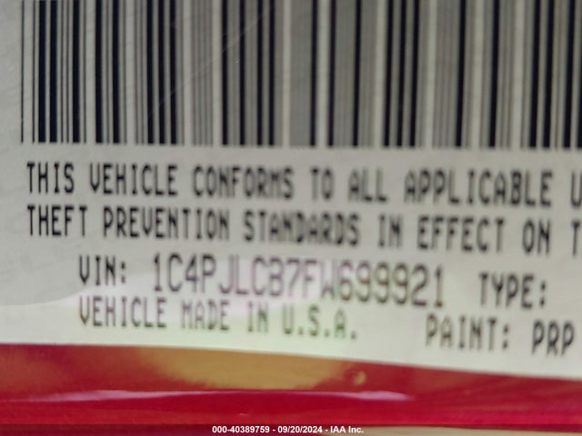 Jeep Cherokee Latitude 2015 1C4PJLCB7FW699921 Image 9
