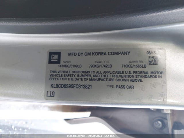 Chevrolet Spark 1lt Cvt 2015 KL8CD6S95FC813821 Image 9