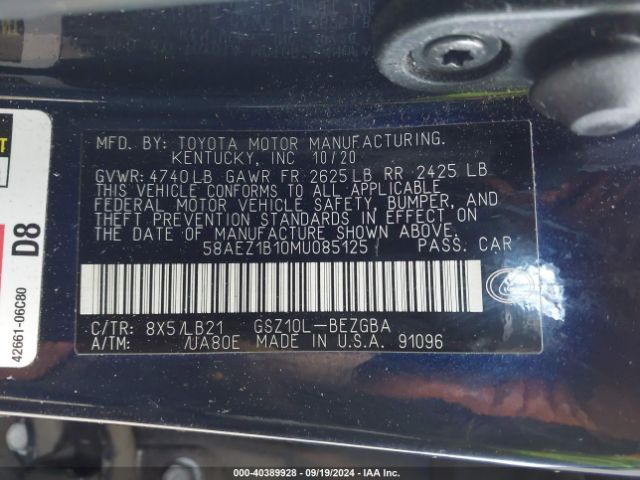 58AEZ1B10MU085125 Lexus Es 350 Luxury