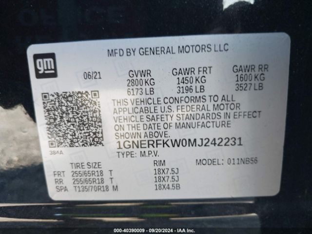 1GNERFKW0MJ242231 Chevrolet Traverse Ls