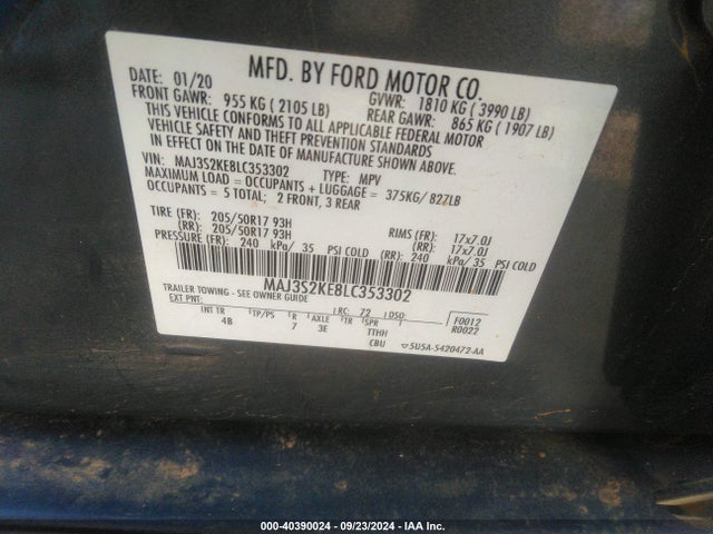 Ford Ecosport Titanium 2020 MAJ3S2KE8LC353302 Image 9