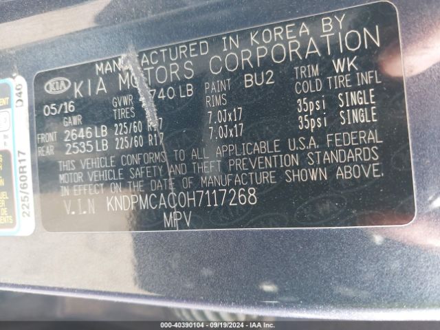 KNDPMCAC0H7117268 KIA Sportage Lx