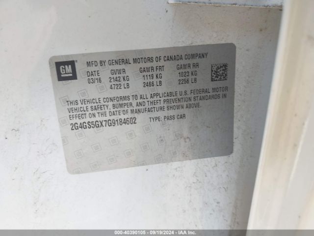 2G4GS5GX7G9184602 Buick Regal Turbo Premium Ii