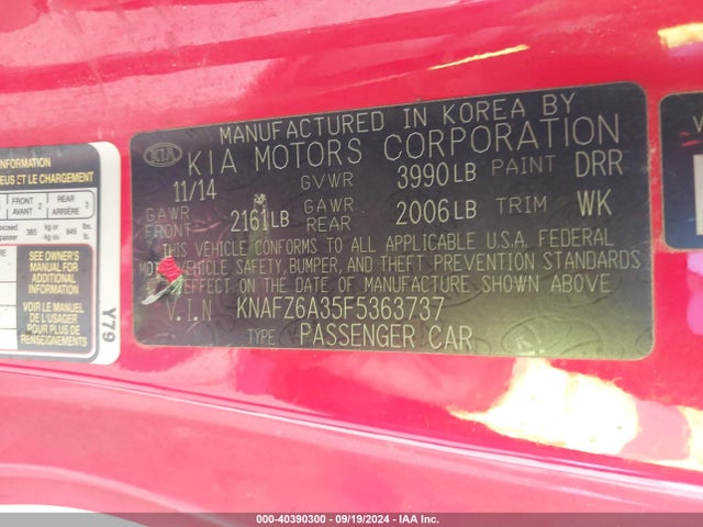 KIA Forte Koup Sx 2015 KNAFZ6A35F5363737 Image 9