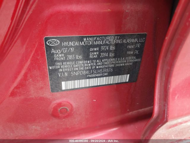 5NPD84LF5LH519876 Hyundai ELANTRA SEL