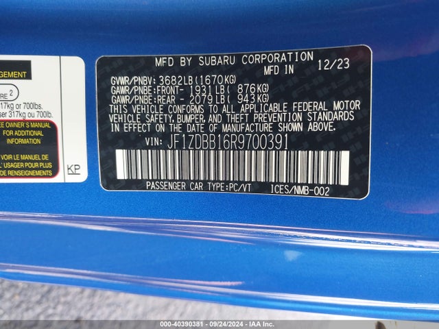 Subaru Brz Premium 2024 JF1ZDBB16R9700391 Image 9