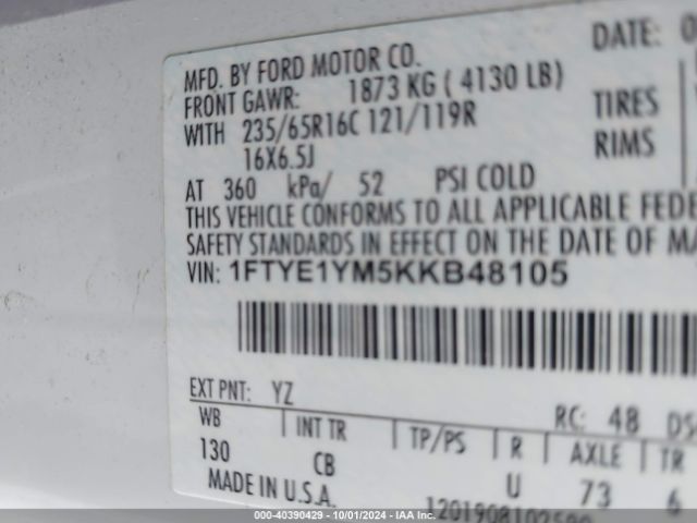 1FTYE1YM5KKB48105 Ford Transit-150
