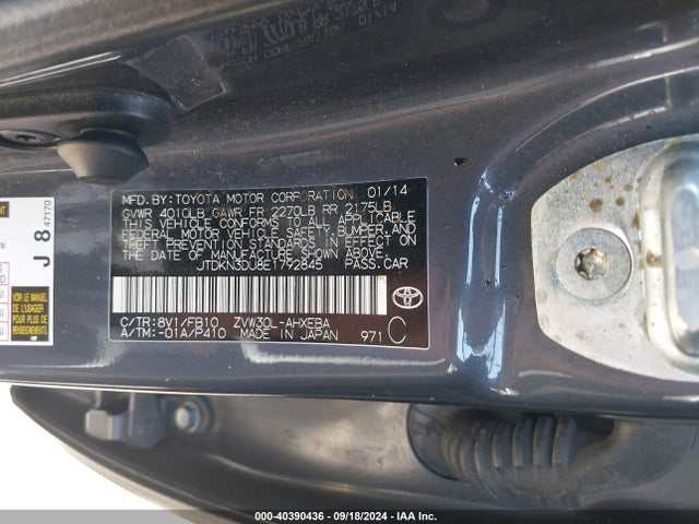 Toyota Prius Two 2014 JTDKN3DU8E1792845 Image 9