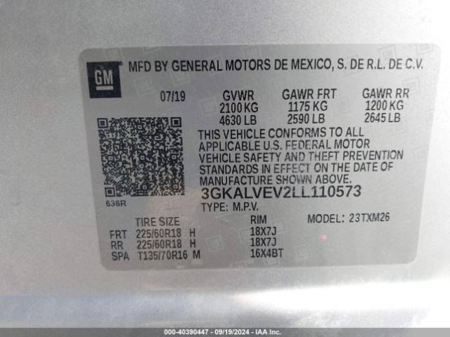 3GKALVEV2LL110573 GMC Terrain Awd Slt