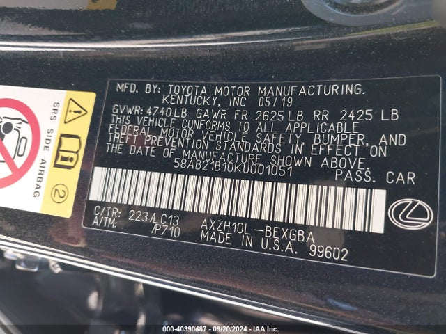 Lexus Es 300h Ultra Luxury 2019 58AB21B10KU001051 Image 7
