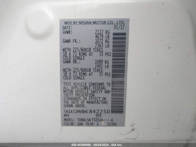 2017 NISSAN ROGUE 5N1AT2MV8HC842250 Photo 8