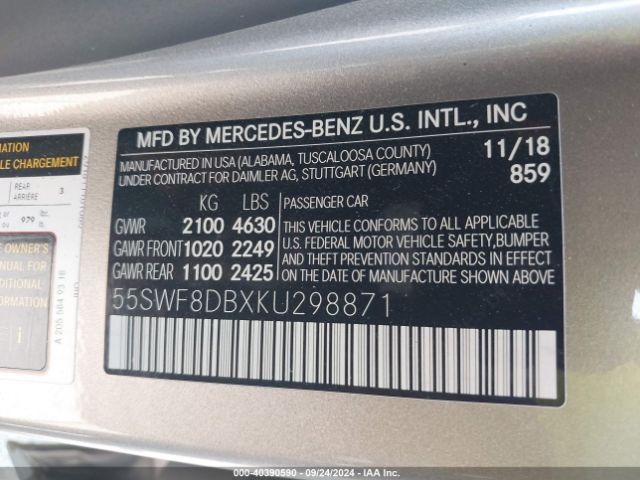 55SWF8DBXKU298871 Mercedes-Benz C 300