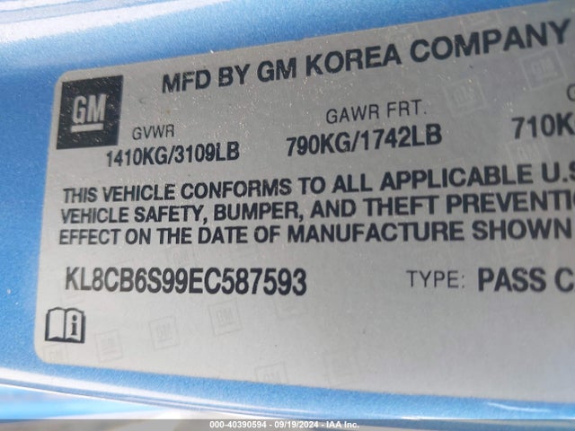 Chevrolet Spark Ls Auto 2014 KL8CB6S99EC587593 Image 9