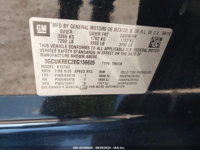 3GCUKREC2EG136605 Chevrolet Silverado 1500 2lt
