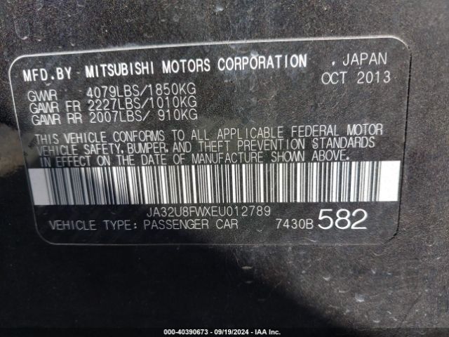 JA32U8FWXEU012789 Mitsubishi LANCER GT