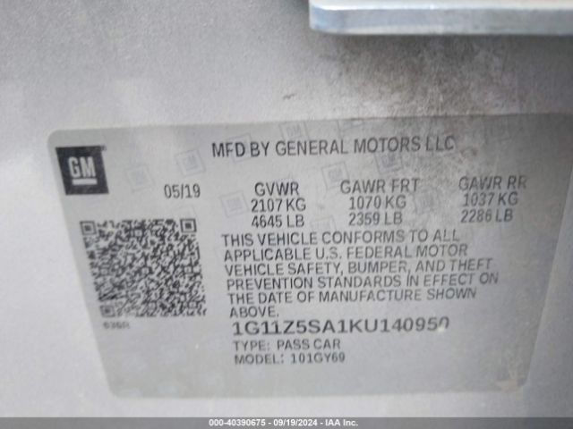 1G11Z5SA1KU140950 Chevrolet IMPALA LT