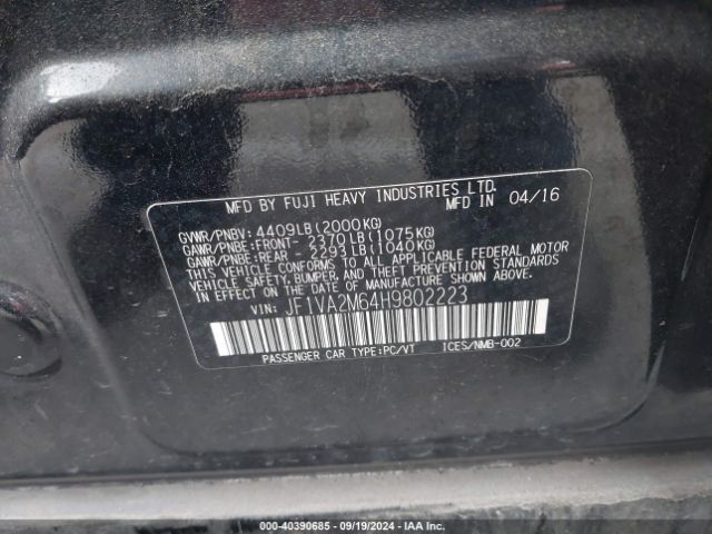 JF1VA2M64H9802223 Subaru Wrx Sti