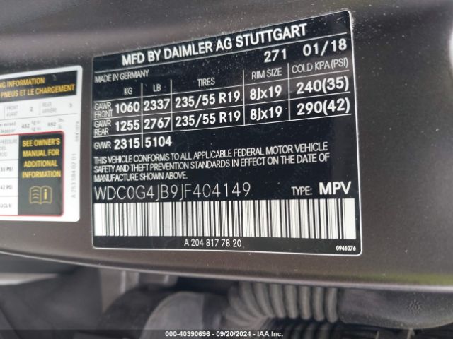 WDC0G4JB9JF404149 Mercedes-Benz GLC 300