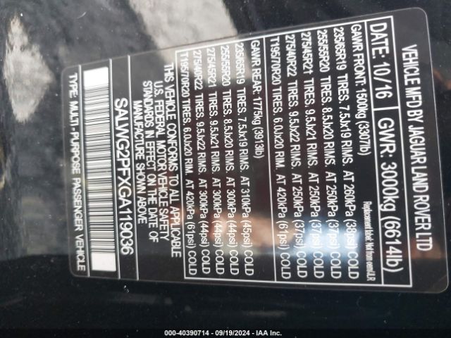 SALWG2PFXGA119036 Land Rover Range Rover Sport 3.0l V6 Supercharged Se