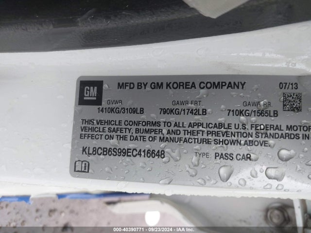 Chevrolet Spark Ls Auto 2014 KL8CB6S99EC416648 Image 9