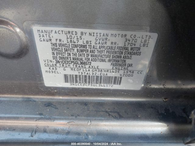 3N1CE2CP5GL366572 Nissan Versa Note S (sr)/s Plus/sl/sr/sv