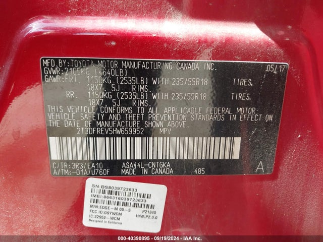Toyota Rav4 Limited 2017 2T3DFREV5HW659952 Image 9