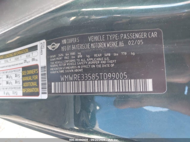 2005 MINI COOPER S WMWRE33585TD99005 Photo 8