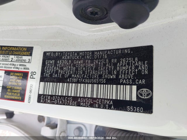 Toyota CAMRY XSE 2016 4T1BF1FK9GU565156 Image 9