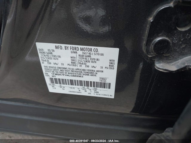 Ford Explorer Limited 2020 1FMSK7FH4LGB89963 Image 9